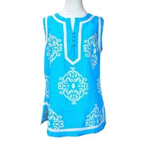 Mercer & Madison floral split-neck sleeveless top Size Large